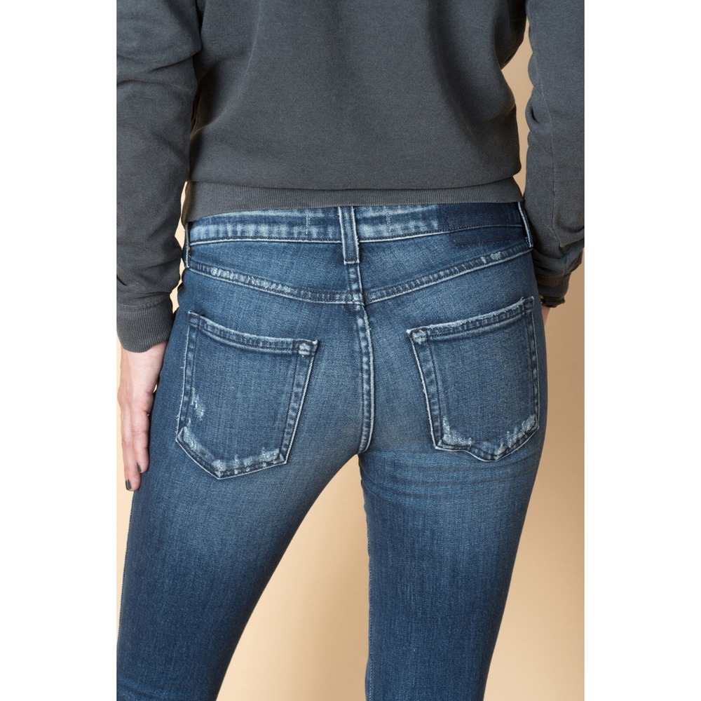 AMO Denim Women's Stix Crop Skinny Jeans Sweetheart Wash Blue Distressed Sz 25